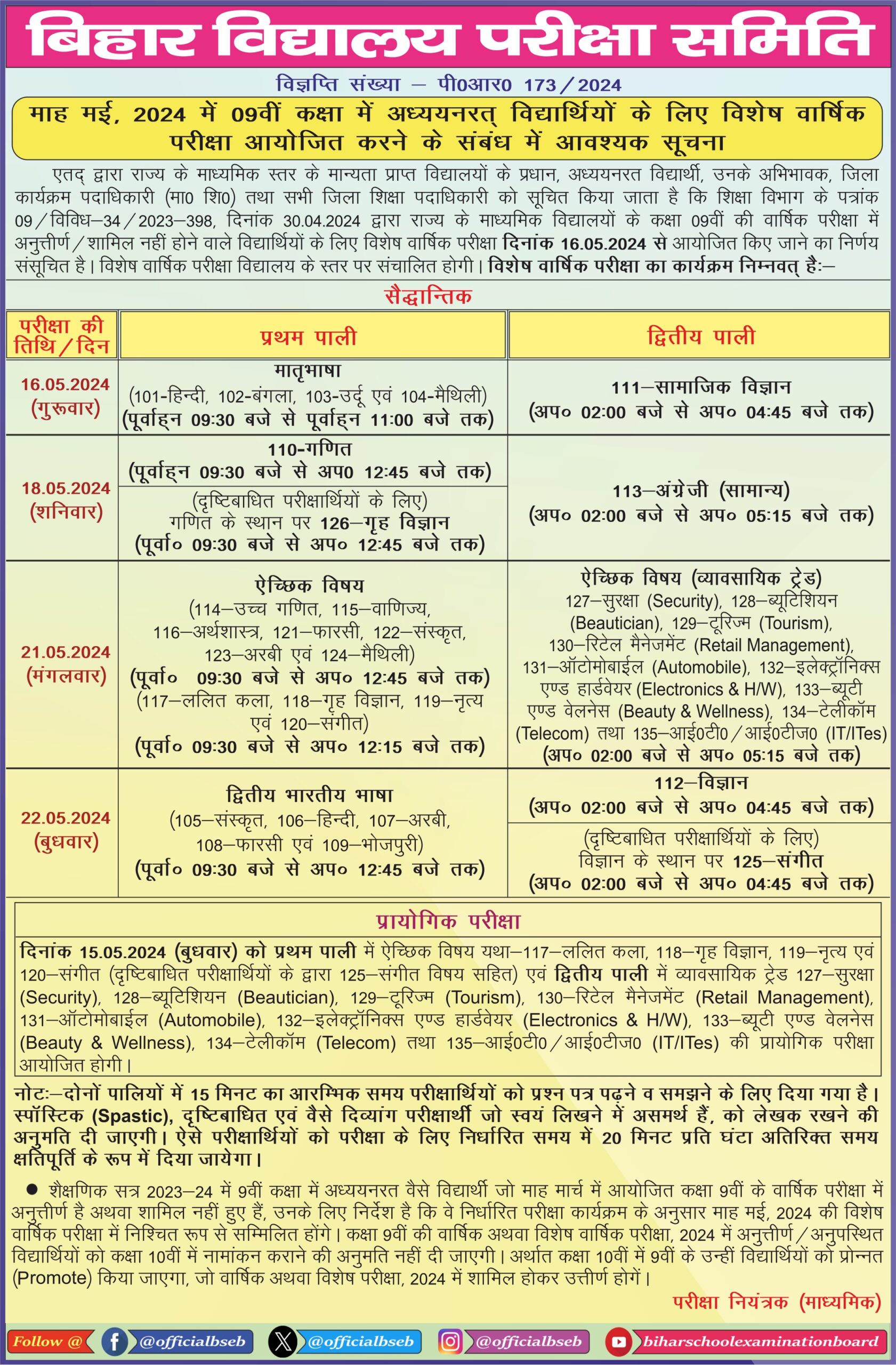 Class 9th May Annual Exam 2024